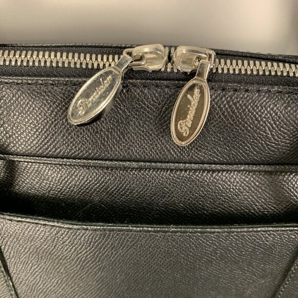 Pineider Black Leather City Chic 2-Handle Large Satchel Bag Briefcase *flaw* - Picture 6 of 16